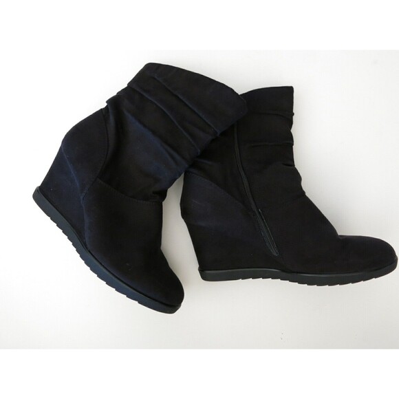 Merona wedge heel faux suede slouchy pleated gathered boots shoes bootie 10 - Picture 9 of 9